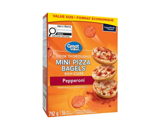 Great Value Frozen Pepperoni Mini Pizza Bagels - 792 g