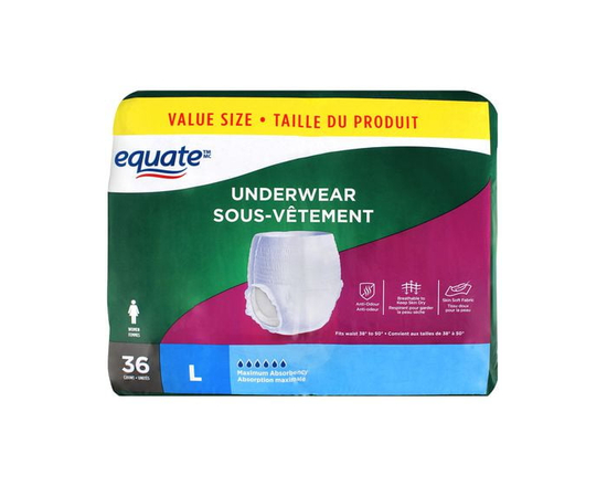 Equate Women’s Maximum Absorbency Protective Incontinence Underwear, Large - L