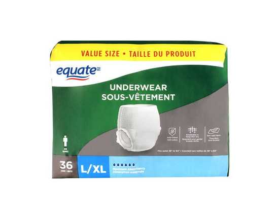 Equate Men’s Maximum Absorbency Protective Incontinence Underwear, Large/Extra-Large - L/XL