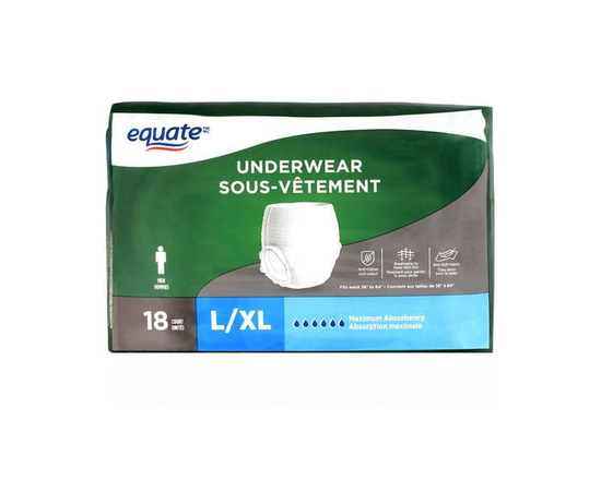 Equate Men’s Maximum Absorbency Protective Incontinence Underwear, Large/Extra-Large - L/XL