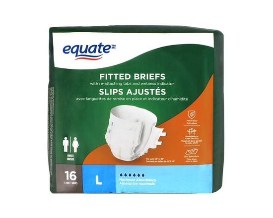 Equate Unisex Maximum Absorbency Fitted Incontinence Underwear, Large - L