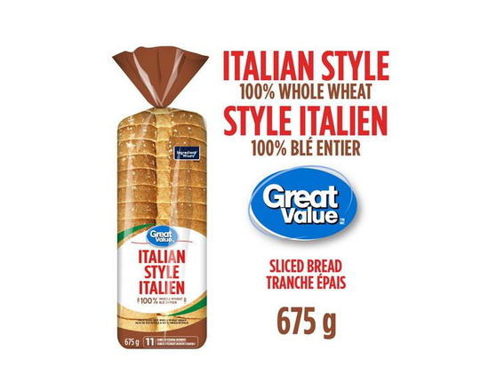 Great Value Italian Style Whole Wheat Bread