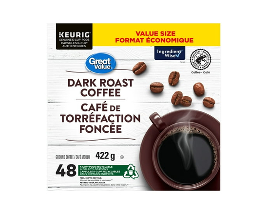 Great Value Dark Roast Coffee - 48CT