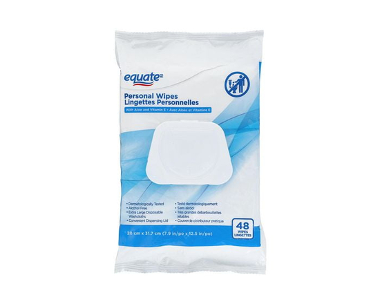 Equate Personal Wipes with Aloe and Vitamin E, Regular - Regular