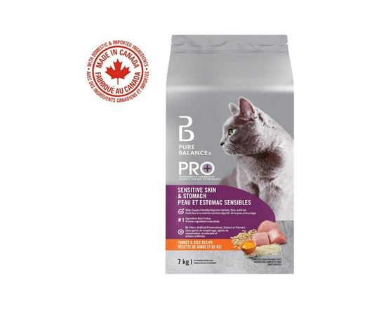 Pure Balance Pro+ Sensitive Skin & Stomach with Turkey & Rice Dry Cat Food 3kg - 3kg