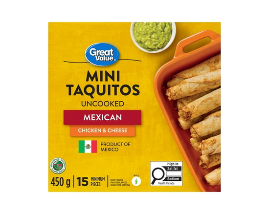 Great Value Frozen Mexican Chicken & Cheese Mini Taquitos - 15 pieces minimum