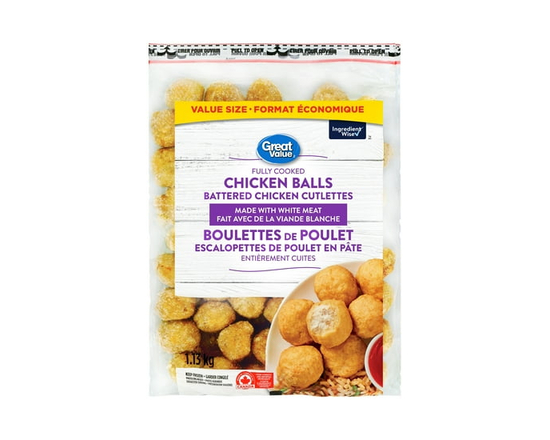 Boulettes de poulet congelées Great Value, 1,13 kg - 1.13kg