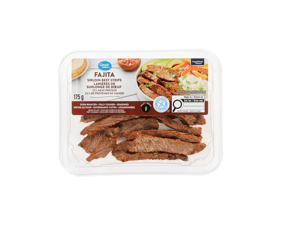 Lanières de surlonge de bœuf fajita entièrement cuites Great Value