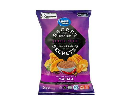 Great Value Secret Recipe Series Masala Naturally Flavoured Rippled Potato Chips - 200g