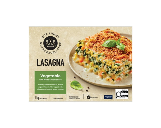 Our Finest Vegetable Lasagna with White Cream Sauce, 1 kg - tray of lasagna 1000g