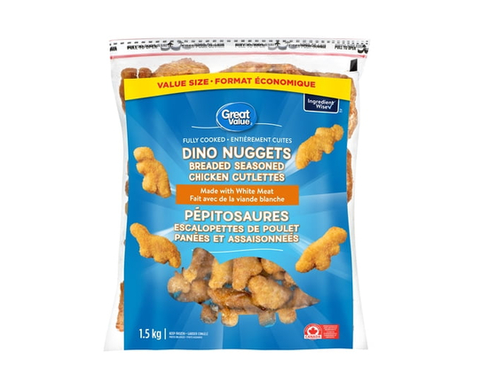 Pépitosaures de poulet congelés Great Value amuse-gueules emballés, 1,5 kg - 1.5kg