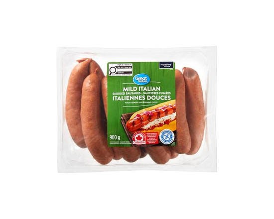 Saucisses fumées italiennes douces Great Value