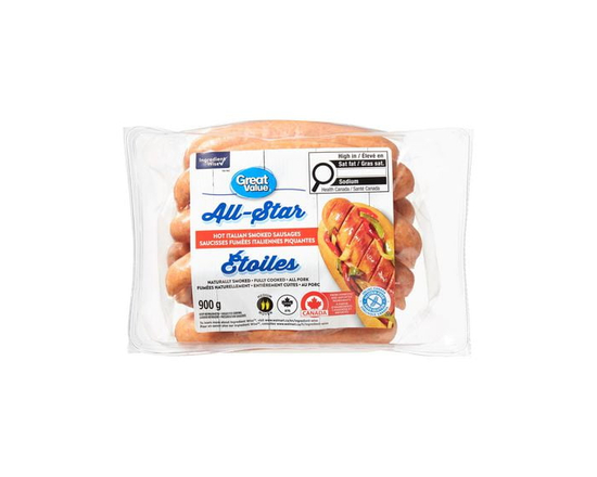Great Value All-Star Hot Italian Smoked Sausages