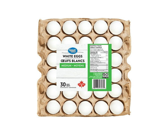 Great Value Medium White 30 Eggs - Medium 30