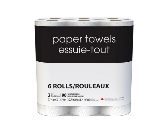 Black & White 6 Double Roll 90 Sheets 2-Ply Paper Towel