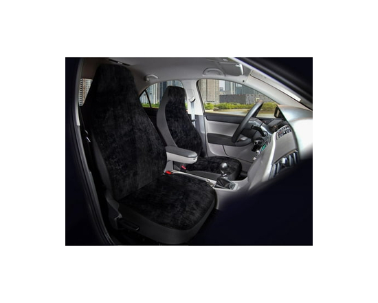 AUTO DRIVE 2-PIECE Black Fur Seat Covers - Universal