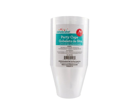 Way to Celebrate! Clear Disposable Cups, 8.79 oz., 36 Pieces - H 2.8 in