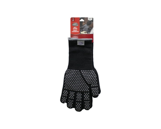 Expert Grill Heat Resistant BBQ Gloves, Black Color, One Size, Silicone Dotted