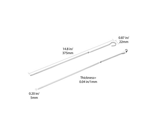 Brochettes Expert Grill en acier inoxydable de 37 cm (14,5 po), paquet de 4, idéales pour griller du poulet, du bœuf ou des légumes au barbecue.