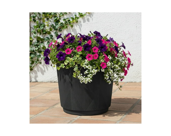 Better Homes & Gardens 16in Cappriccio Resin Planter, Dark Wood - 16 IN (Black)