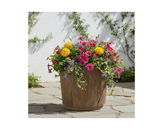 Better Homes & Gardens 16in Cappriccio Resin Planter, Dark Wood - 16 IN (Brown)