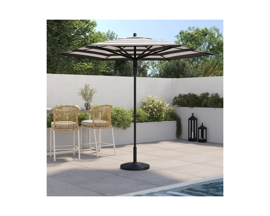 HOMETRENDS 7.5 ft. Round Push-Up Market Patio Umbrella, White