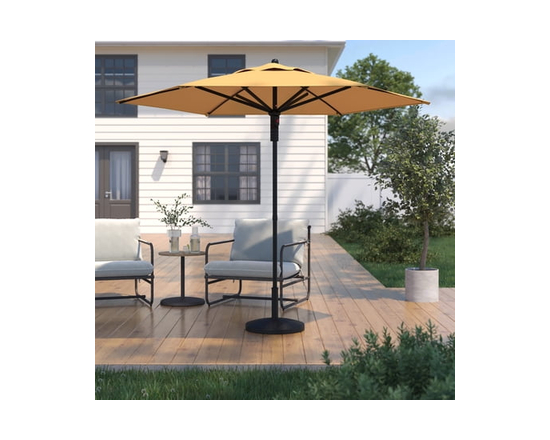 HOMETRENDS 7.5 ft. Round Push-Up Market Patio Umbrella, White