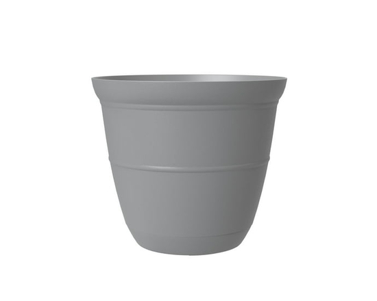 Mainstays Basic Bell Planter 8 inch White, Classic Design with Attached Tray Durable Weather Resistant Matte Finish - 8 inch (Grey)