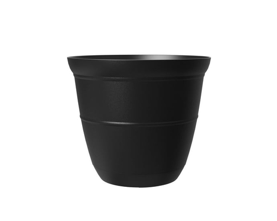 Mainstays Basic Bell Planter 12 inch White, Classic Design with Attached Tray Durable Weather Resistant - 12 in (Black)