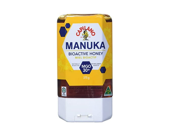 Capilano Manuka Honey Naturally Bioactive MGO30+ 375g. Non Drip. Stand-up Squeeze Bottle. Gluten , Dairy , Egg , Soy and Nut Free. No Additives