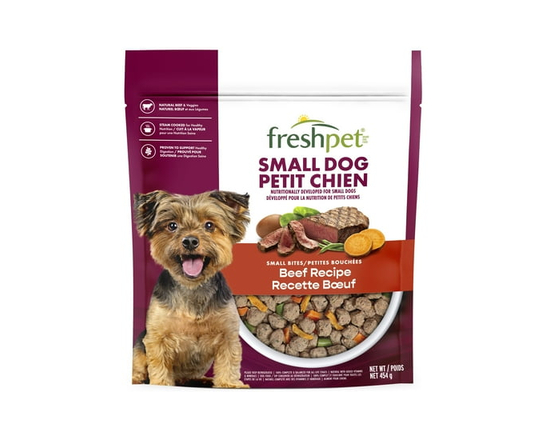 Freshpet Fresh Dog Food, Small Dog Beef & Egg Recipe, Small Bites Freshly Roasted Meals 454 g - Value pack;Not Applicable;454 g;301-500g