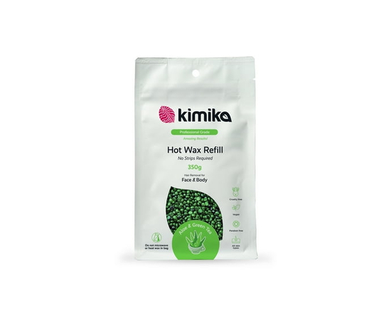 KIMIKA BEAUTY PRO Sac de recharge pour perles de cire épilatoire chaude aloe thé vert 350g, pour visage et corp, tous les types de peau - 350g