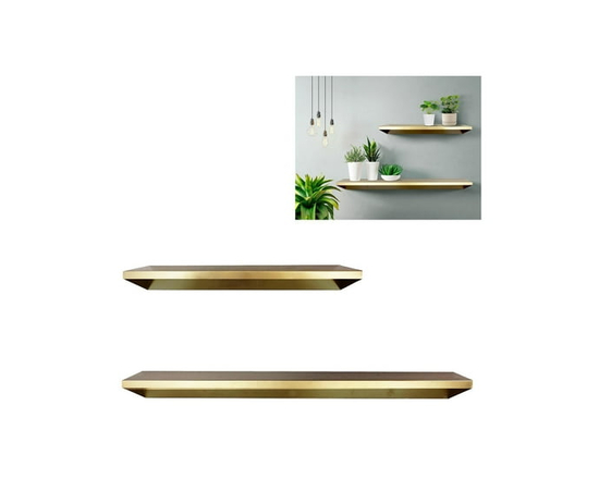 Elegant Gold Metal Wall Shelves (Set of 2), 36"Wx5"Dx3"H,24"Wx5"Dx3"H - 36 in