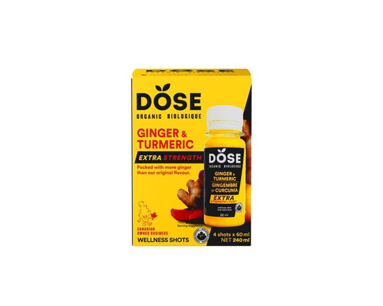 DOSE Organic Ginger and Turmeric shots, Extra Strength