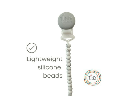 Attache-sucette avec pince Tiny Teethers pour les nourrissons - 8 Pouces (Marbre)