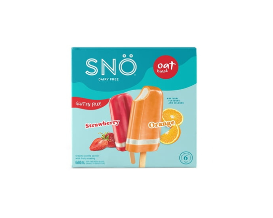 Sno Dairy-Free Frozen Ice Pops, Strawberry and Orange - 60 mL