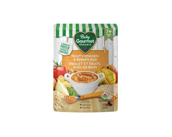 Baby Gourmet Repas Biologique Poulet Fruité & Riz Brun - Différentes Tailles
