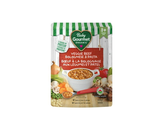 Baby Gourmet Repas Biologique Bolognaise de Bœuf aux Légumes & Pâtes - Différentes Tailles