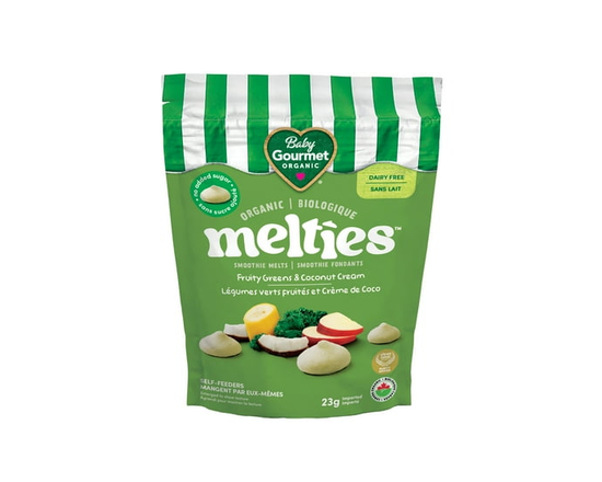 Fondants biologiques Melties™ légumes verts fruités et crème de noix de coco pour bébé de Baby Gourmet®, 8 mois+ - Différentes Tailles