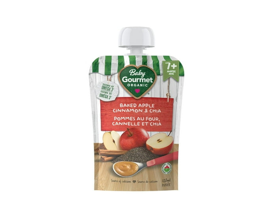 Baby Gourmet Organic Puree Baked Apple Cinnamon & Chia - Various Sizes