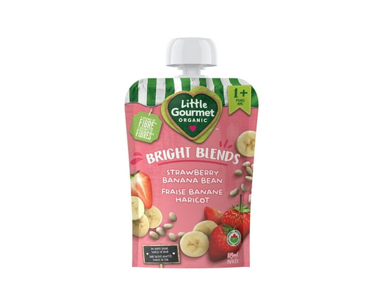 Little Gourmet Organic Toddler Snack Bright Blends Strawberry Banana Bean - 113 mL