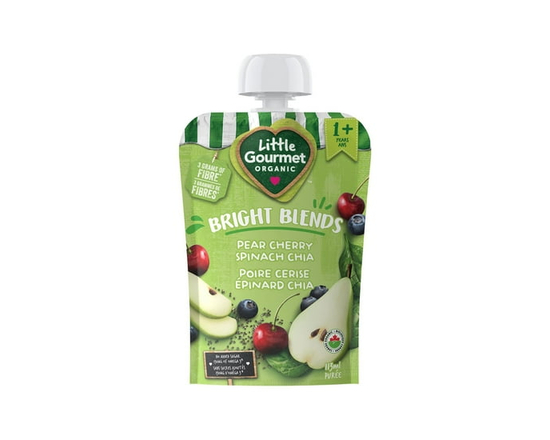 Little Gourmet Organic Bright Blends Puree Pouch – Strawberry, Banana, Bean – Stage 2 - 113 mL