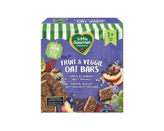 Little Gourmet Organic Fruit & Veggie Oat Bars Apple Blueberry Spinach