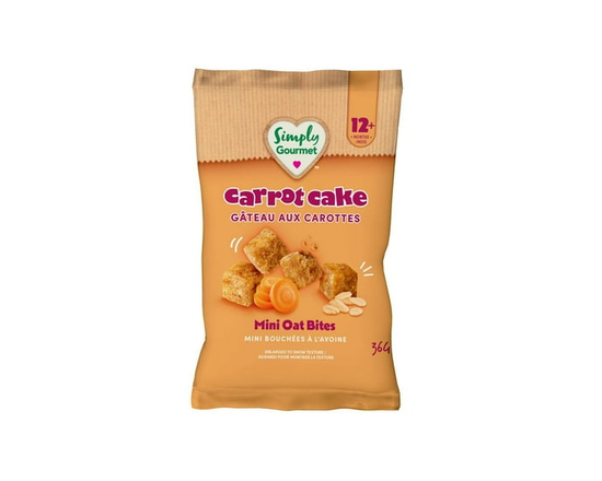 Simply Gourmet™ Carrot Cake Mini Oat Bites Toddler Snack Soft-Baked Gluten-Free Snack for Toddlers 12+ Months No Added Sugar From the Makers of