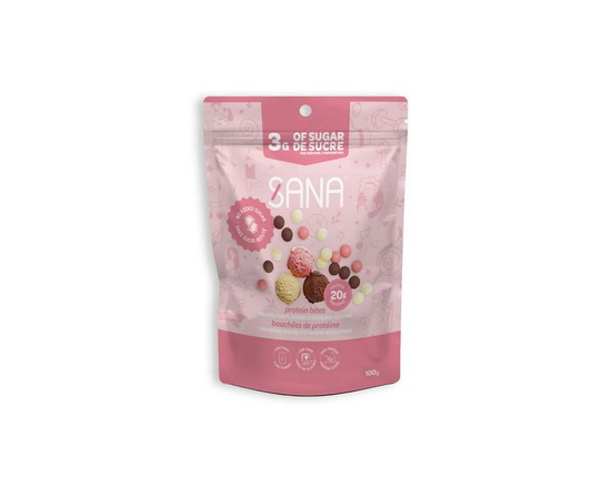 Sana Neapolitan Chocolate-Style Covered Protein Bites, No Added Sugar, 100g