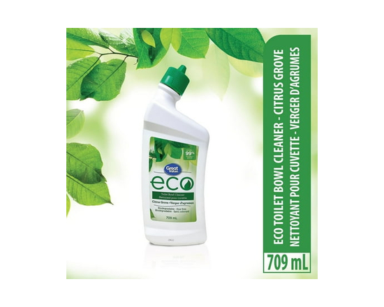Great Value ECO 99% Naturally Derived Toilet Bowl Cleaner, Natural Cleaner, Citrus Scent, 709ml - 709 mL