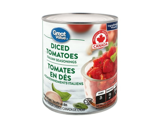 Great Value Italian Seasonings Diced Tomatoes - 796 mL