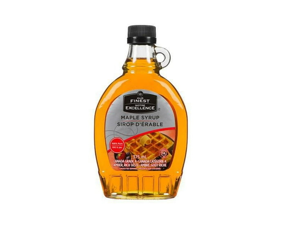 Our Finest 100% Pure Maple Syrup Grade A Amber, Rich Taste - 375 mL