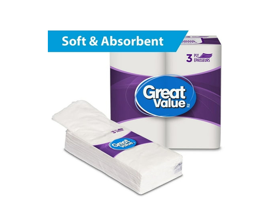 Mouchoirs Great Value, 8 Paq. Format de Poche, 10 Mouchoirs Par Paq.