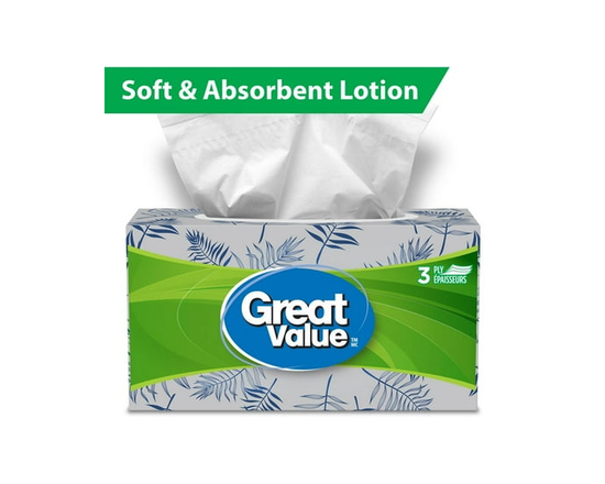 Mouchoirs Great Value avec Lotion, 120 mouchoirs par Boîte